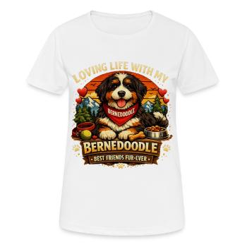 Ich liebe das Leben mit meinem Bernedoodle - Frauen T-Shirt atmungsaktiv - Weiß - Vorne - AI Model Female 172 dark (172cm)