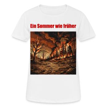 Ein Sommer wie früher – Klimawandel T-Shirt - Frauen T-Shirt atmungsaktiv - Weiß - Vorne - AI Model Female 172 dark (172cm)