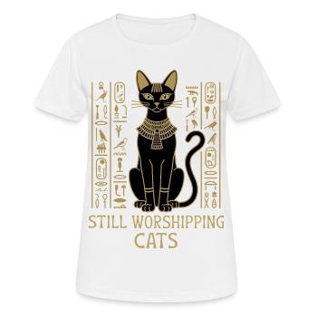 Still Worshipping Cats – Egyptian Cat Hieroglyphic - Women's Breathable T-Shirt - white - Front - AI Model Female 172 dark (172cm)
