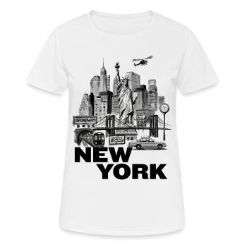 New York Vintage Cityscape Collage - Frauen T-Shirt atmungsaktiv - Weiß - Vorne - AI Model Female 172 dark (172cm)
