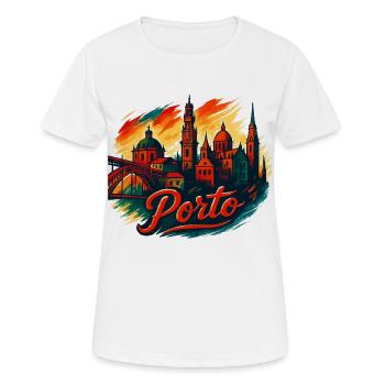 Porto Skyline Modern – Epische Stadtsilhouette - Frauen T-Shirt atmungsaktiv - Weiß - Vorne - AI Model Female 172 dark (172cm)