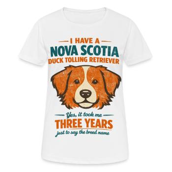 Retro Nova Scotia Duck Tolling Retriever Spruch - Frauen T-Shirt atmungsaktiv - Weiß - Vorne - AI Model Female 172 dark (172cm)