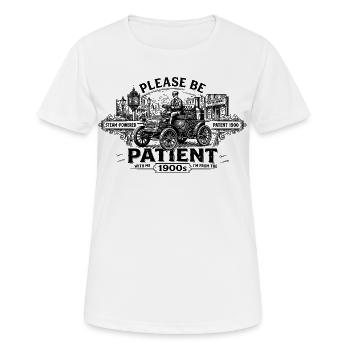 Geduld Vintage Dampfauto – Entschleunigt seit 1900 - Frauen T-Shirt atmungsaktiv - Weiß - Vorne - AI Model Female 172 dark (172cm)
