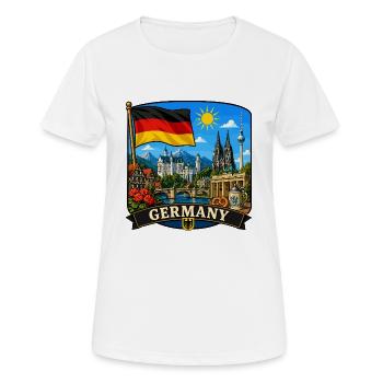 Deutschlands Nationales Denkmal-Denkmal-Aufkleber - Frauen T-Shirt atmungsaktiv - Weiß - Vorne - AI Model Female 172 dark (172cm)
