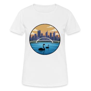 Perth Australia Swan River Skyline Sticker - Women's Breathable T-Shirt - white - Front - AI Model Female 172 dark (172cm)