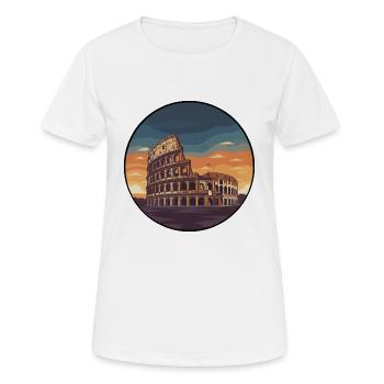 Romer Kolosseum Sonnenuntergangs-Rundaufkleber - Frauen T-Shirt atmungsaktiv - Weiß - Vorne - AI Model Female 172 dark (172cm)