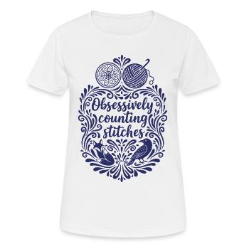 Obsessiv Maschen zählen, lustiger Häkelliebhaber - Frauen T-Shirt atmungsaktiv - Weiß - Vorne - AI Model Female 172 dark (172cm)
