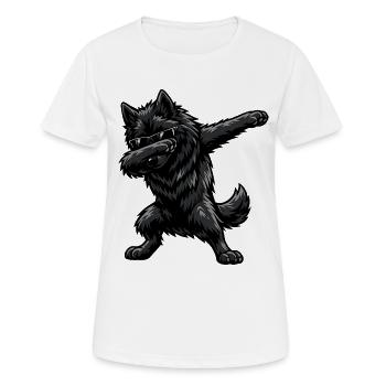 Dabbing Groenendael im Comic Stil - Frauen T-Shirt atmungsaktiv - Weiß - Vorne - AI Model Female 172 dark (172cm)