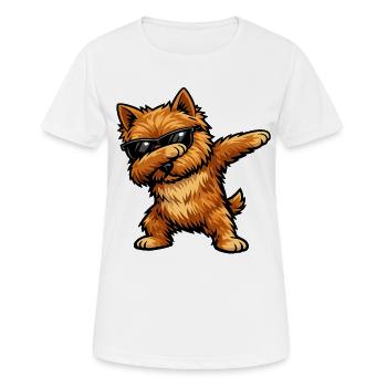 Dabbing Norwich Terrier im Comic Stil - Frauen T-Shirt atmungsaktiv - Weiß - Vorne - AI Model Female 172 dark (172cm)