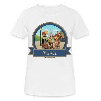 Kek & Ina in Paris - Frauen T-Shirt atmungsaktiv - Weiß - Vorne - AI Model Female 172 dark (172cm)