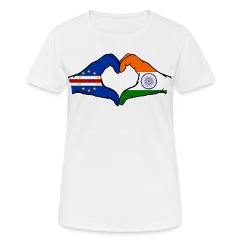 Drapeau du Cap-Vert Inde Mains en forme de cœur - T-shirt respirant Femme - blanc - Devant - AI Model Female 172 dark (172cm)