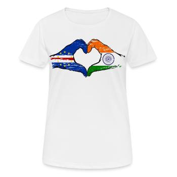 Kap Verde Indien Flagge Hände Herzform used - Frauen T-Shirt atmungsaktiv - Weiß - Vorne - AI Model Female 172 dark (172cm)