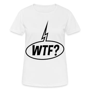 Bulle de dialogue WTF (Point d’interrogation / Noir) - T-shirt respirant Femme - blanc - Devant - AI Model Female 172 dark (172cm)