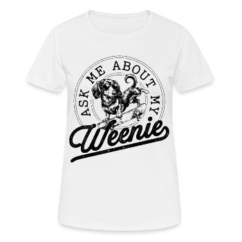Dackel auf Skateboard – Cooler Weenie Dog Vintage - Frauen T-Shirt atmungsaktiv - Weiß - Vorne - AI Model Female 172 dark (172cm)