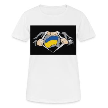 Super héros ukrainien Drapeau ukrainien - T-shirt respirant Femme - blanc - Devant - AI Model Female 172 dark (172cm)