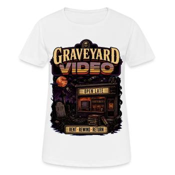 Graveyard Video Open Spät Retro - Frauen T-Shirt atmungsaktiv - Weiß - Vorne - AI Model Female 172 dark (172cm)