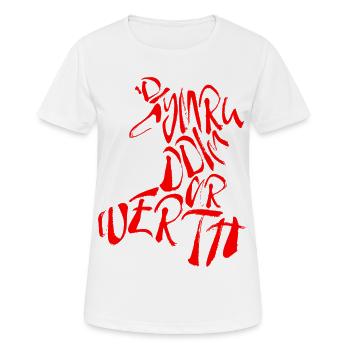 'Di Cymru Ddim Ar Werth - Frauen T-Shirt atmungsaktiv - Weiß - Vorne - AI Model Female 172 dark (172cm)