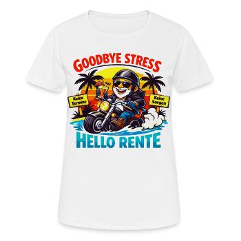 Schluss mit Stress: Hallo Rente - Frauen T-Shirt atmungsaktiv - Weiß - Vorne - AI Model Female 172 dark (172cm)