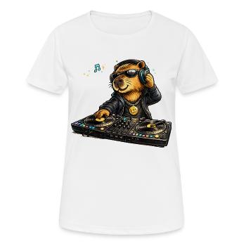 Süßes Capybara als DJ im Comic Stil - Frauen T-Shirt atmungsaktiv - Weiß - Vorne - AI Model Female 172 dark (172cm)