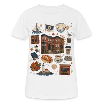 Boston | Küste & Geschichte - Frauen T-Shirt atmungsaktiv - Weiß - Vorne - AI Model Female 172 dark (172cm)