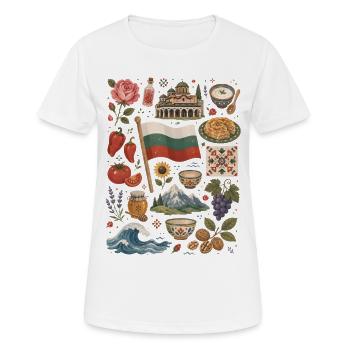 Bulgarie | Montagnes, roses et amour de la maison - T-shirt respirant Femme - blanc - Devant - AI Model Female 172 dark (172cm)