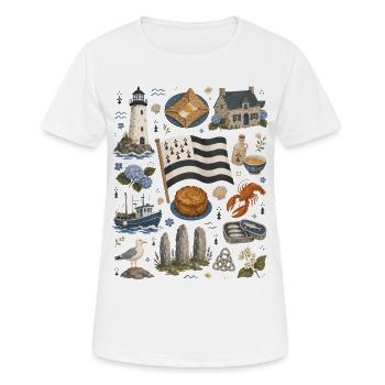 Bretagne | Küste, Leuchtturm & Meerweh - Frauen T-Shirt atmungsaktiv - Weiß - Vorne - AI Model Female 172 dark (172cm)