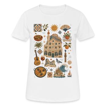 Barcelona | Mittelmeer, Gaudí & Genuss - Frauen T-Shirt atmungsaktiv - Weiß - Vorne - AI Model Female 172 dark (172cm)