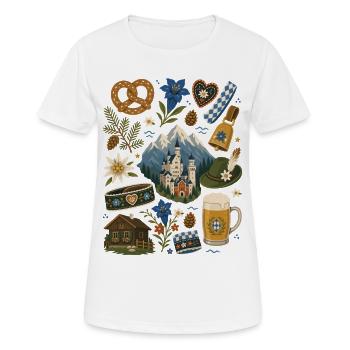 Bayern | Alpen, Brezn & Heimatgefühl - Frauen T-Shirt atmungsaktiv - Weiß - Vorne - AI Model Female 172 dark (172cm)