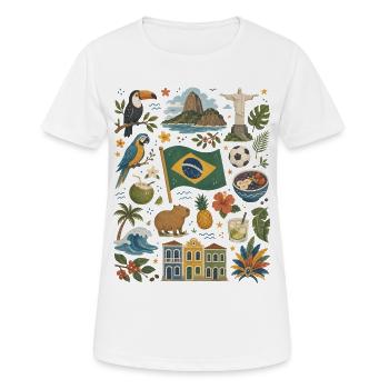 Brasilien | Tropen, Fußball & Lebensfreude - Frauen T-Shirt atmungsaktiv - Weiß - Vorne - AI Model Female 172 dark (172cm)