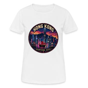 Badge de voyage vintage Hong Kong Skyline - T-shirt respirant Femme - blanc - Devant - AI Model Female 172 dark (172cm)
