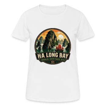 Ha Long Bay Vietnam Vintage-Reiseabzeichen - Frauen T-Shirt atmungsaktiv - Weiß - Vorne - AI Model Female 172 dark (172cm)