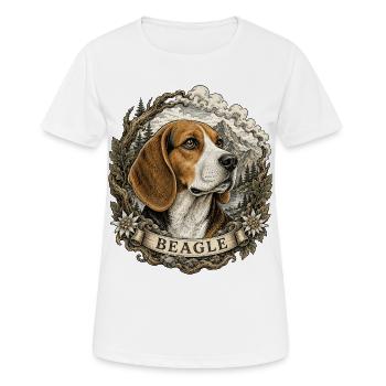Vintage style beagle with mountain landscape - Women's Breathable T-Shirt - white - Front - AI Model Female 172 dark (172cm)
