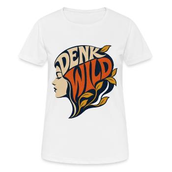 Denk Wild – Retro Silhouette Frau & Hippie - Frauen T-Shirt atmungsaktiv - Weiß - Vorne - AI Model Female 172 dark (172cm)