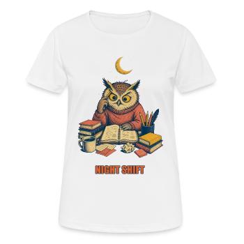 Night Shift Owl – Eule Nachtschicht - Frauen T-Shirt atmungsaktiv - Weiß - Vorne - AI Model Female 172 dark (172cm)