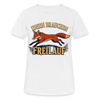 Schlaue Füchsen brauchen Freilauf - Frauen T-Shirt atmungsaktiv - Weiß - Vorne - AI Model Female 172 dark (172cm)