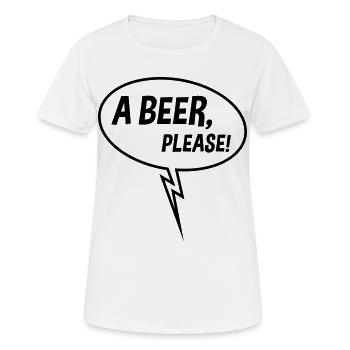 Ein Bier, bitte! (Sprechblase, Trinken, Down B) - Frauen T-Shirt atmungsaktiv - Weiß - Vorne - AI Model Female 172 dark (172cm)