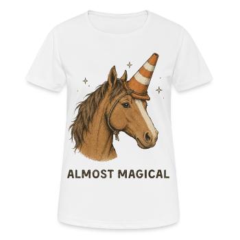 Presque un humour magique de licorne cheval - T-shirt respirant Femme - blanc - Devant - AI Model Female 172 dark (172cm)