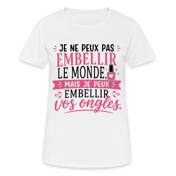 Prothésiste Ongulaire Cadeau humour personnalisé - T-shirt respirant Femme - blanc - Devant - AI Model Female 172 dark (172cm)