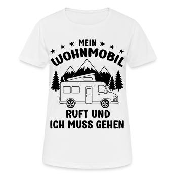 Mein Wohnmobil ruft und ich muss gehen Camping - Frauen T-Shirt atmungsaktiv - Weiß - Vorne - AI Model Female 172 dark (172cm)