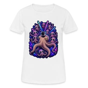 Neon Octopus Rave Camera Crew - Women's Breathable T-Shirt - white - Front - AI Model Female 172 dark (172cm)