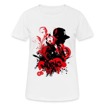Graffiti hip hop Musique Rouge Sur Noir - T-shirt respirant Femme - blanc - Devant - AI Model Female 172 dark (172cm)