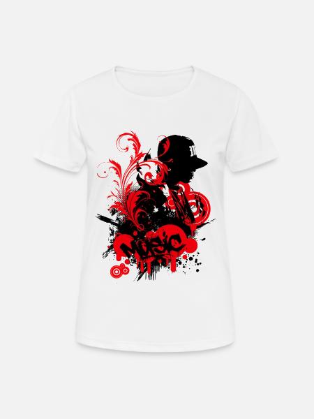 Graffiti Hip Hop Music Red On Black - Women's Breathable T-Shirt - white