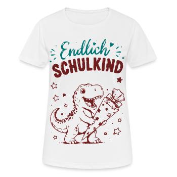Endlich Schulkind Dino Geschenk - Frauen T-Shirt atmungsaktiv - Weiß - Vorne - AI Model Female 172 dark (172cm)