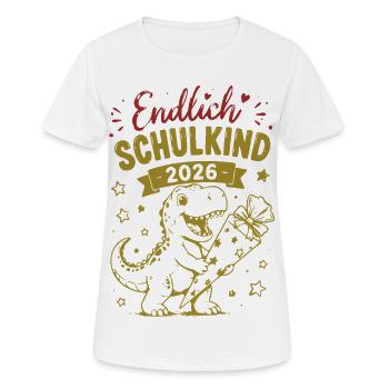 Endlich Schulkind 2026 Dino - Frauen T-Shirt atmungsaktiv - Weiß - Vorne - AI Model Female 172 dark (172cm)