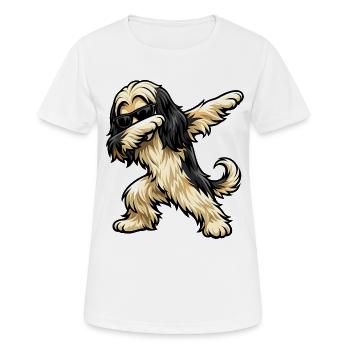 Dabbing Afghanischer Windhund - Frauen T-Shirt atmungsaktiv - Weiß - Vorne - AI Model Female 172 dark (172cm)