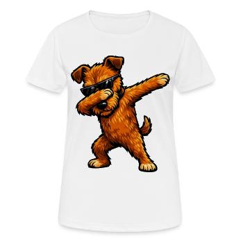 Dabbing Irish Terrier im Comic Stil - Frauen T-Shirt atmungsaktiv - Weiß - Vorne - AI Model Female 172 dark (172cm)