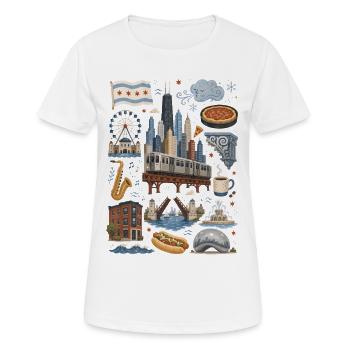 Chicago | Skyline, Jazz & Stadtgefühl - Frauen T-Shirt atmungsaktiv - Weiß - Vorne - AI Model Female 172 dark (172cm)