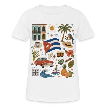 Kuba | Oldtimer, Musik & Karibik - Frauen T-Shirt atmungsaktiv - Weiß - Vorne - AI Model Female 172 dark (172cm)