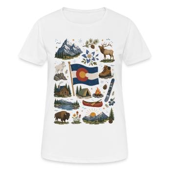Colorado | Rockies, Outdoor & Freiheit - Frauen T-Shirt atmungsaktiv - Weiß - Vorne - AI Model Female 172 dark (172cm)