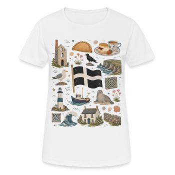 Cornwall | Klippen, Küste & Meerweh - Frauen T-Shirt atmungsaktiv - Weiß - Vorne - AI Model Female 172 dark (172cm)